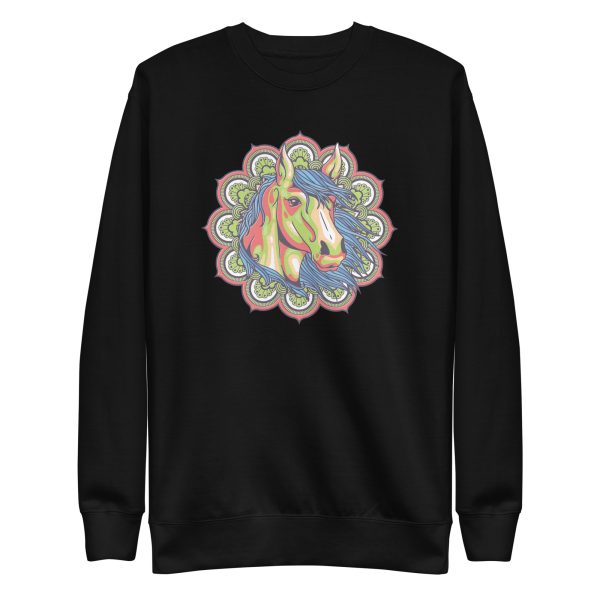 unisex-premium-sweatshirt-black-front-6a18ffb825c44.jpg Colorful Mandala Horse Sweatshirt