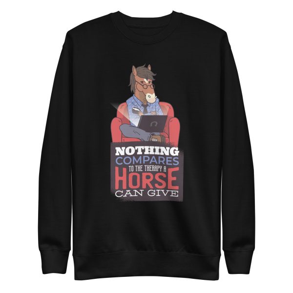 unisex-premium-sweatshirt-black-front-6a191b0dcd93b.jpg Horse Therapy Sweatshirt