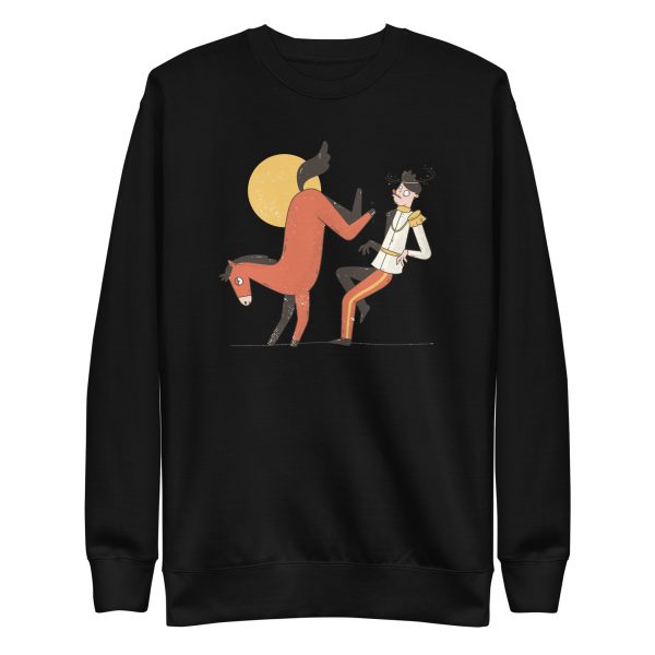 unisex-premium-sweatshirt-black-front-6a191d1b5df2c.jpg Horse Kicking Prince Sweatshirt