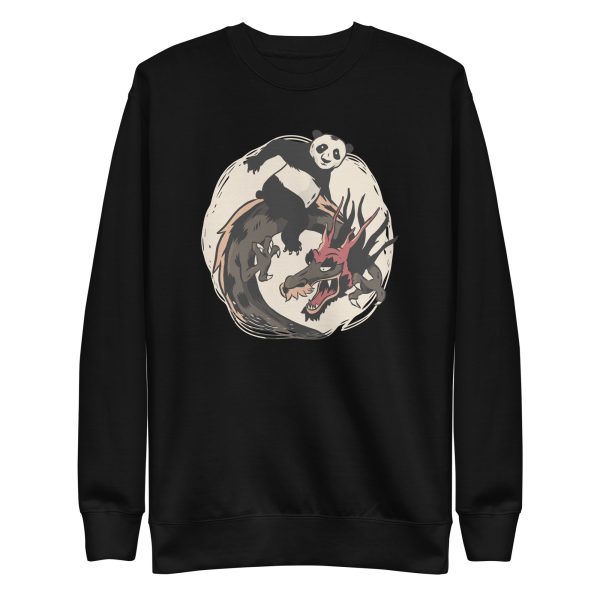 unisex-premium-sweatshirt-black-front-6a193e1de74d2.jpg Panda Riding Dragon Sweatshirt