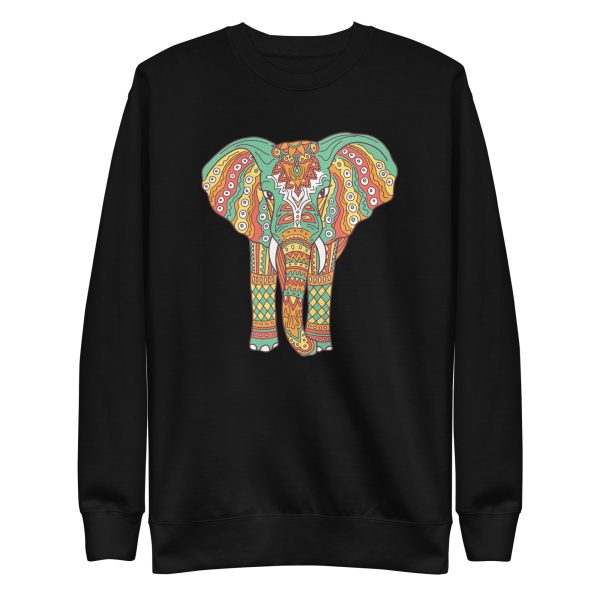 unisex-premium-sweatshirt-black-front-6a1983be66147.jpg Colorful Elephant Mandala Sweatshirt