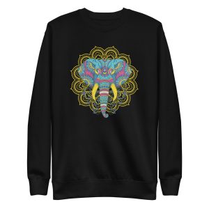 unisex-premium-sweatshirt-black-front-6a19845b86470.jpg Colorful Mandala Elephant Sweatshirt