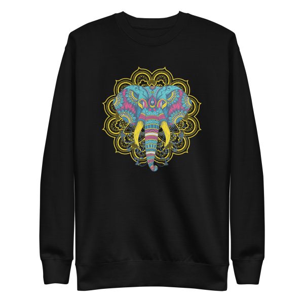 unisex-premium-sweatshirt-black-front-6a19845b86470.jpg Colorful Mandala Elephant Sweatshirt
