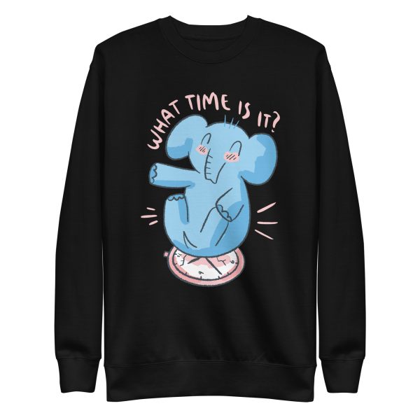 unisex-premium-sweatshirt-black-front-6a19854183149.jpg Elephant Clock Sweatshirt