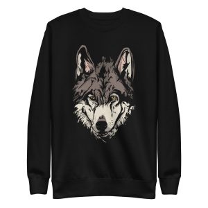 unisex-premium-sweatshirt-black-front-6a19860bd0b68.jpg Wolf Face Sweatshirt