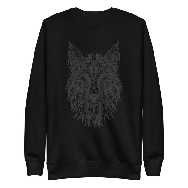 unisex-premium-sweatshirt-black-front-6a1aca406bd5f.jpg Tribal Fox Sweatshirt