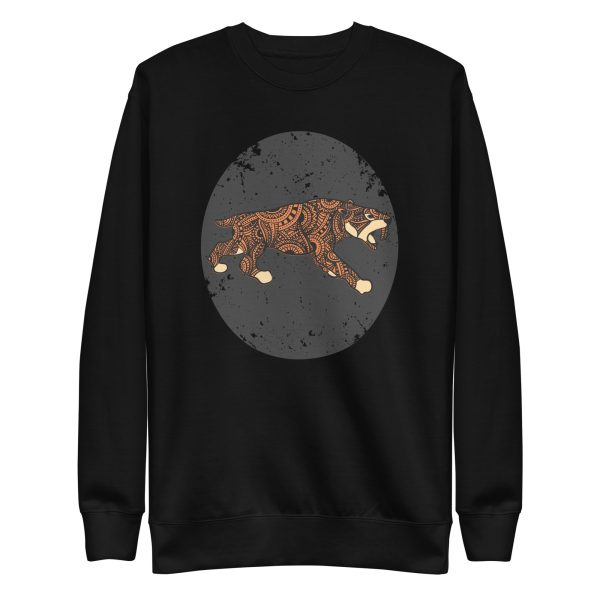unisex-premium-sweatshirt-black-front-6a1acdb74ee5a.jpg Sabertooth Tiger Mandala Style Sweatshirt