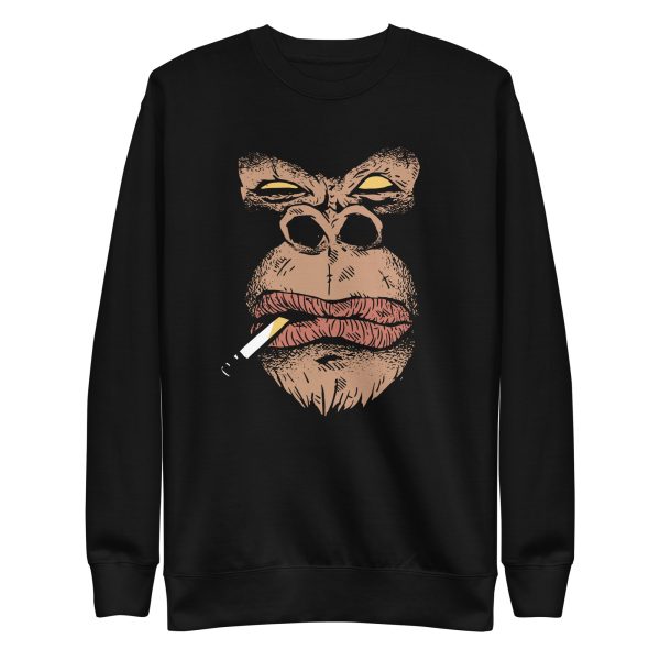 unisex-premium-sweatshirt-black-front-6a1adb5a2d36b.jpg Gorilla Smoking Sweatshirt