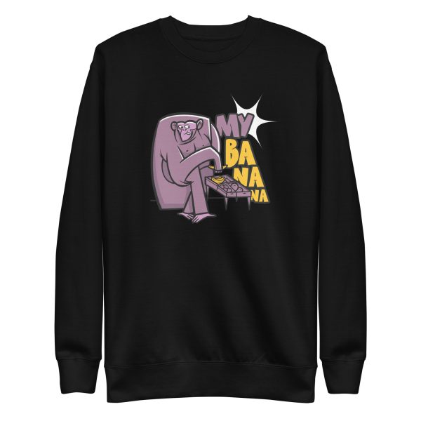 unisex-premium-sweatshirt-black-front-6a1af130e52df.jpg Monkey Stealing Sweatshirt