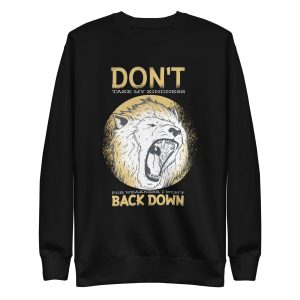 unisex-premium-sweatshirt-black-front-6a1afd57b1eb2.jpg Lion Weakness Sweatshirt