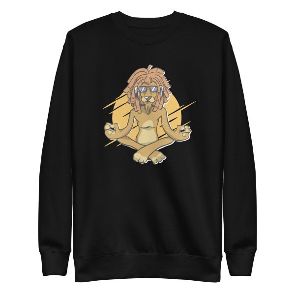 unisex-premium-sweatshirt-black-front-6a1bba9685036.jpg Rasta Lion Meditating Sweatshirt