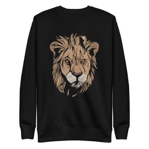 unisex-premium-sweatshirt-black-front-6a1bbb239ed60.jpg Lion Head Grunge Sweatshirt