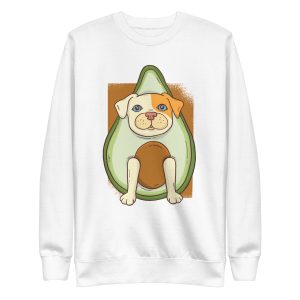 unisex-premium-sweatshirt-white-front-6a15911433070.jpg Avocado Dog Sweatshirt