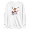 unisex-premium-sweatshirt-white-front-6a15accfde9ec.jpg Drummer Dog Sweatshirt