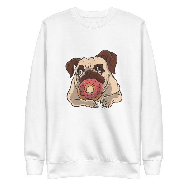 unisex-premium-sweatshirt-white-front-6a16536ad52a9.jpg Pug and Donut Sweatshirt