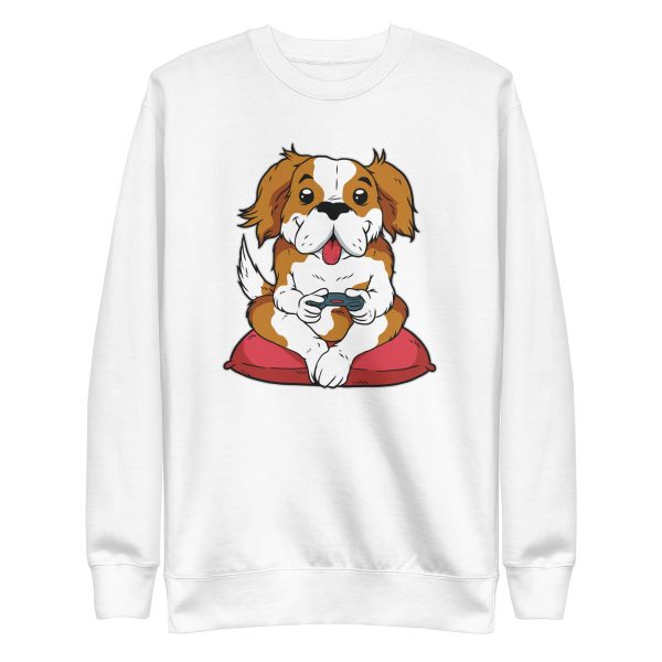 unisex-premium-sweatshirt-white-front-6a16542eca93a.jpg Dog Gamer Sweatshirt