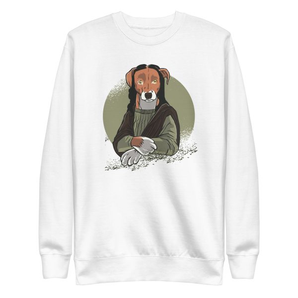 unisex-premium-sweatshirt-white-front-6a168724cfae6.jpg Dog Monalisa Sweatshirt