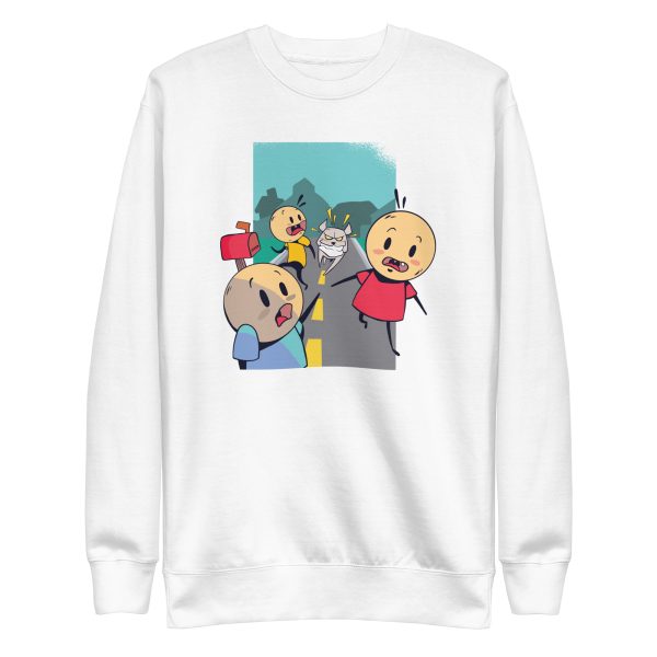 unisex-premium-sweatshirt-white-front-6a16878421b96.jpg Running From Dog Sweatshirt