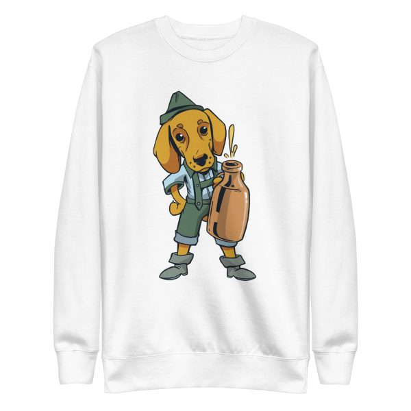 unisex-premium-sweatshirt-white-front-6a16931e30781.jpg Drinking Dachshund Dog Sweatshirt