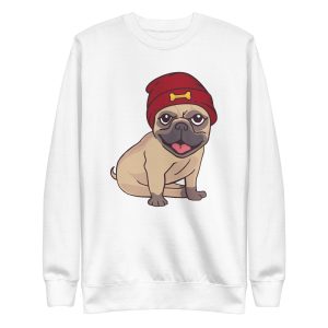 unisex-premium-sweatshirt-white-front-6a16c5a6d923e.jpg Beanie Pug Sweatshirt