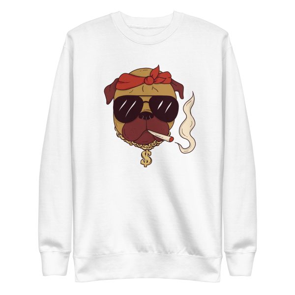 unisex-premium-sweatshirt-white-front-6a16c7c131c0c.jpg Thug Pug Sweatshirt