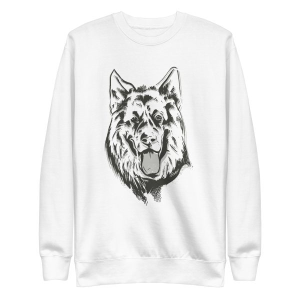 unisex-premium-sweatshirt-white-front-6a16ca8c9a590.jpg German Shepherd Linear Sweatshirt
