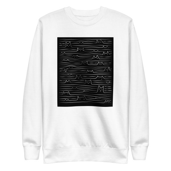 unisex-premium-sweatshirt-white-front-6a16d1e7d7b90.jpg Doodle Lined Cats Sweatshirt