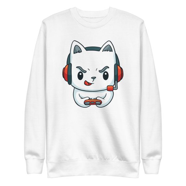 unisex-premium-sweatshirt-white-front-6a16d687ec7e0.jpg Gamer Cat Sweatshirt