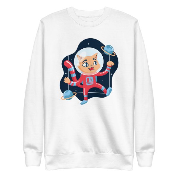 unisex-premium-sweatshirt-white-front-6a16d7b7158a7.jpg Space Cat Sweatshirt