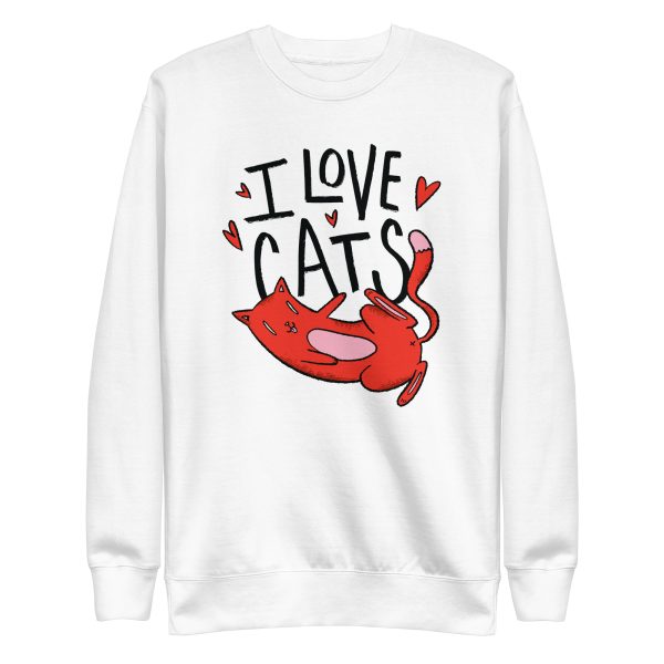 unisex-premium-sweatshirt-white-front-6a16d945061ba.jpg I Love Cats Sweatshirt