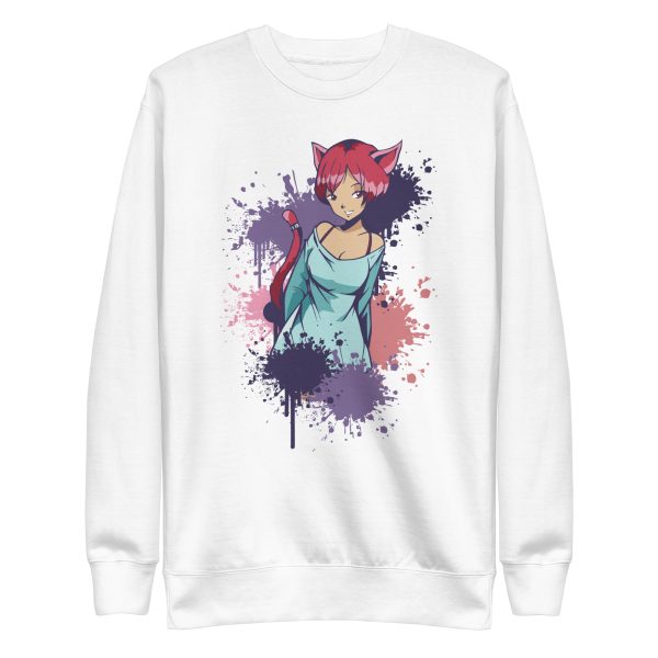 unisex-premium-sweatshirt-white-front-6a16d99186b8e.jpg Neko Girl Colourful Sweatshirt