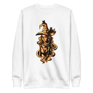 unisex-premium-sweatshirt-white-front-6a16dcb95bdc8.jpg Witch and Cats Sweatshirt