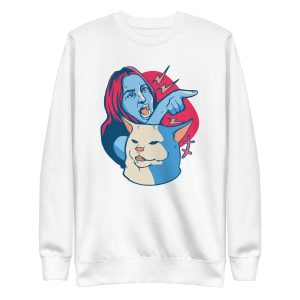 unisex-premium-sweatshirt-white-front-6a16e02f42b13.jpg Screaming Lady Meme Sweatshirt