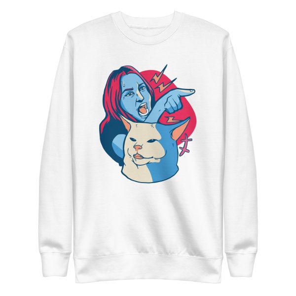 unisex-premium-sweatshirt-white-front-6a16e02f42b13.jpg Screaming Lady Meme Sweatshirt