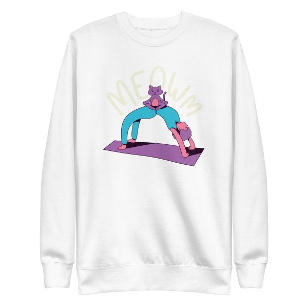 unisex-premium-sweatshirt-white-front-6a16e51bad0de.jpg Meow Yoga Sweatshirt