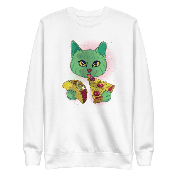 unisex-premium-sweatshirt-white-front-6a16e723b863c.jpg Cosmic Cat Sweatshirt