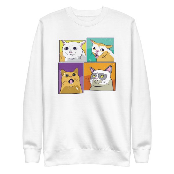 unisex-premium-sweatshirt-white-front-6a16e831eb557.jpg Meme Cats Sweatshirt