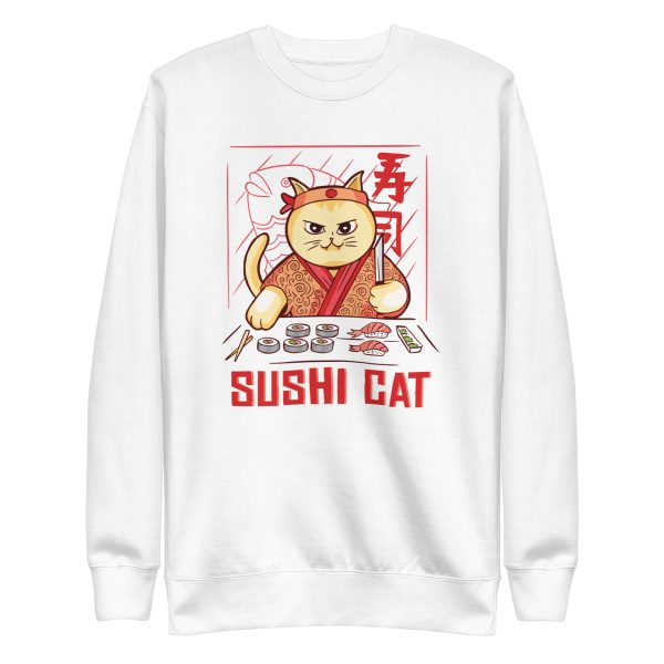 unisex-premium-sweatshirt-white-front-6a16eba7c3df1.jpg Sushi Cat Sweatshirt