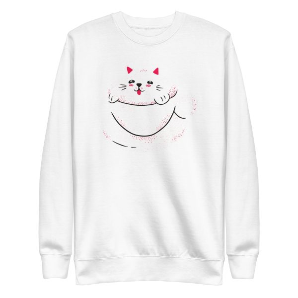 unisex-premium-sweatshirt-white-front-6a16ec642f6cf.jpg Cute Cat Coffee Sweatshirt