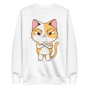 unisex-premium-sweatshirt-white-front-6a16ecff06731.jpg Angry Cat Sweatshirt