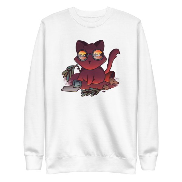 unisex-premium-sweatshirt-white-front-6a16f16eed8db.jpg Catastrophe Cat Sweatshirt