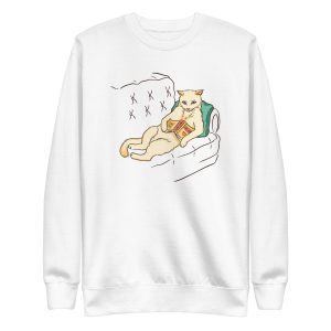 unisex-premium-sweatshirt-white-front-6a16f25765b81.jpg Chill Cat Sweatshirt