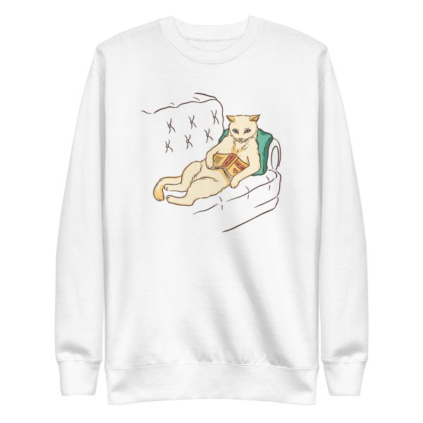 unisex-premium-sweatshirt-white-front-6a16f25765b81.jpg Chill Cat Sweatshirt