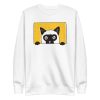 unisex-premium-sweatshirt-white-front-6a16f3bfe2165.jpg Peeking Cat Sweatshirt