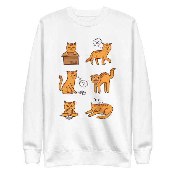 unisex-premium-sweatshirt-white-front-6a16f4e707501.jpg Cat Moods Sweatshirt