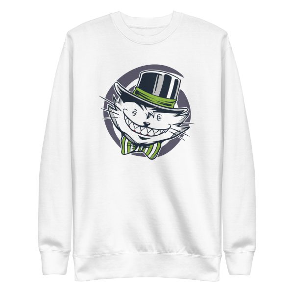 unisex-premium-sweatshirt-white-front-6a16f5d6b86fc.jpg Crazy Creepy Cat Sweatshirt
