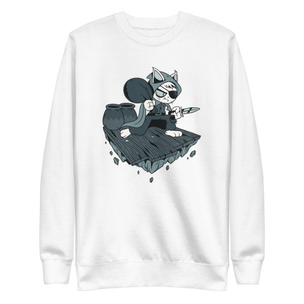 unisex-premium-sweatshirt-white-front-6a179c947e906.jpg Thief Cat Sweatshirt