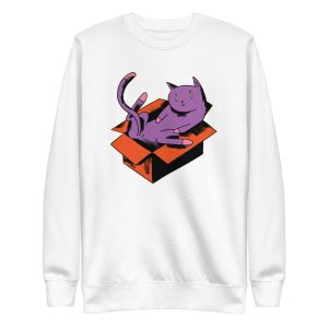 unisex-premium-sweatshirt-white-front-6a179de44a827.jpg Cat In Box Sweatshirt
