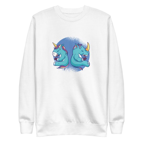unisex-premium-sweatshirt-white-front-6a17a8d7a99f5.jpg Unicorn and Rhino Sweatshirt