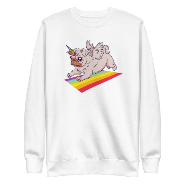 unisex-premium-sweatshirt-white-front-6a17aec428f65.jpg Pug Unicorn Sweatshirt